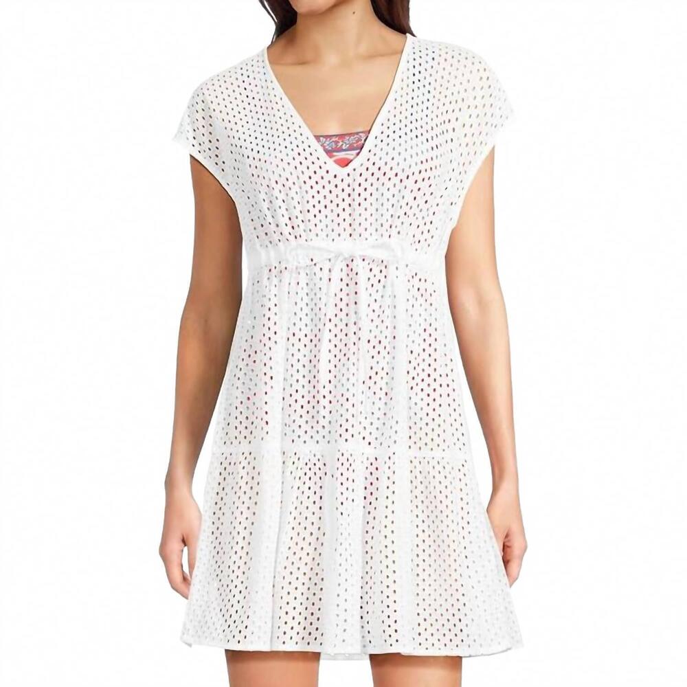 NEW TOMMY BAHAMA eyelet cove v-neck short dress in white